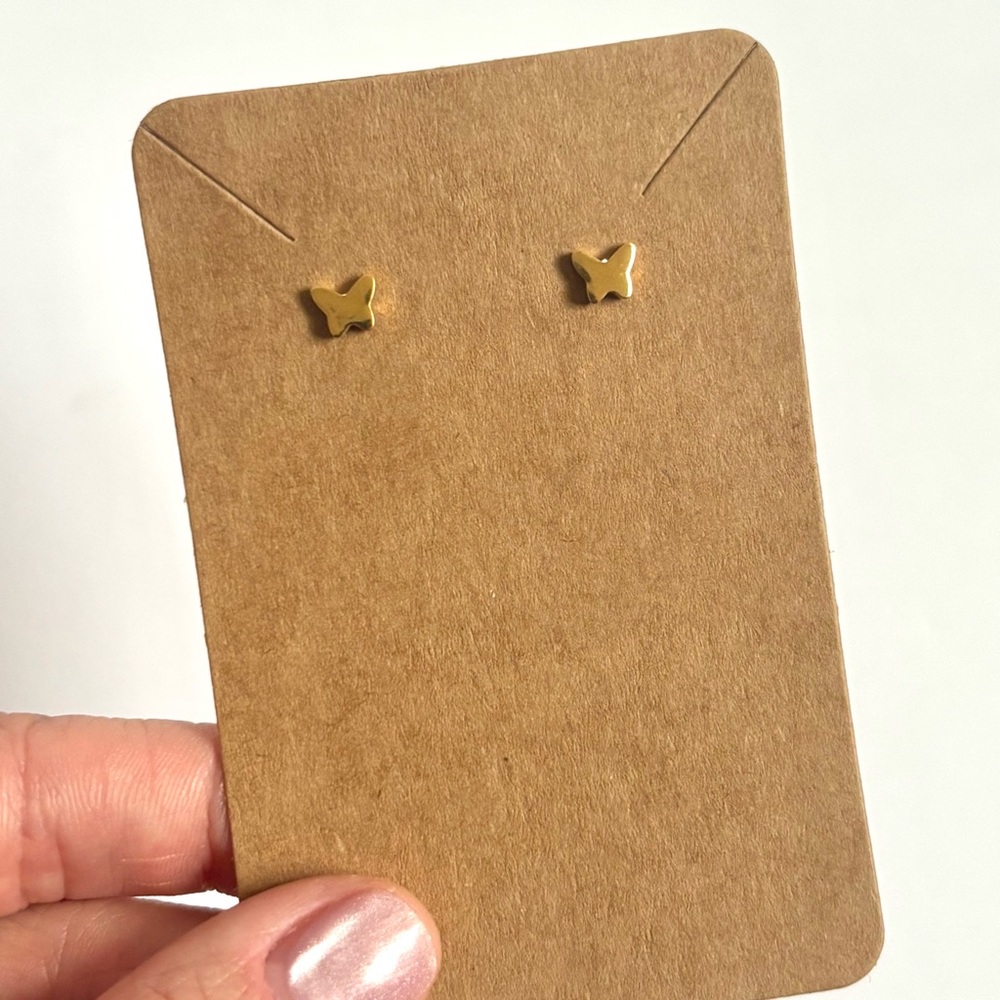 Butterfly stud earrings (14k gold-plated stainless steel)